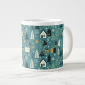 Scandinavian Merry Christmas Tree Winter Snow Grote Koffiekop (Voorkant rechts)