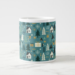 Scandinavian Merry Christmas Tree Winter Snow Grote Koffiekop