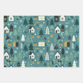 Scandinavian Merry Christmas Tree Winter Snow Inpakpapier Vel (Voorkant)