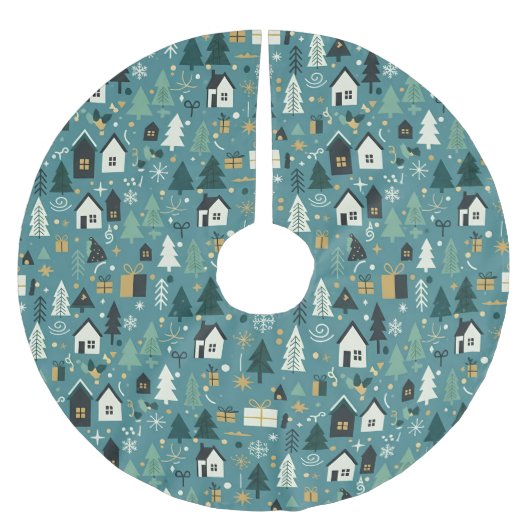 Scandinavian Merry Christmas Tree Winter Snow Kerstboom Rok (Voorkant)