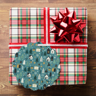 Scandinavian Merry Christmas Tree Winter Snow Ornament Kaart