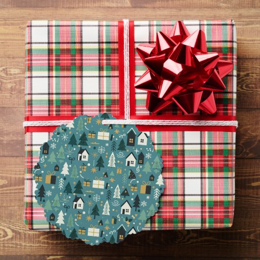 Scandinavian Merry Christmas Tree Winter Snow Ornament Kaart (Insitu (Geschenk))