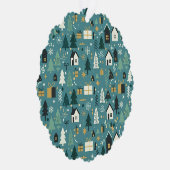 Scandinavian Merry Christmas Tree Winter Snow Ornament Kaart (Rechts)