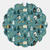 Scandinavian Merry Christmas Tree Winter Snow Ornament Kaart (Voorkant)