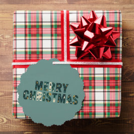 Scandinavian Merry Christmas Tree Winter Snow Ornament Kaart