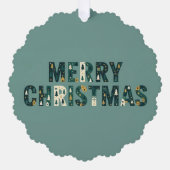 Scandinavian Merry Christmas Tree Winter Snow Ornament Kaart (Voorkant)