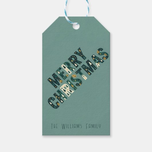 Scandinavian Merry Christmas Typography Cadeaulabel (Voorkant)