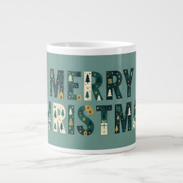 Scandinavian Merry Christmas Typography Grote Koffiekop