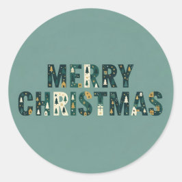 Scandinavian Merry Christmas Typography Ronde Sticker