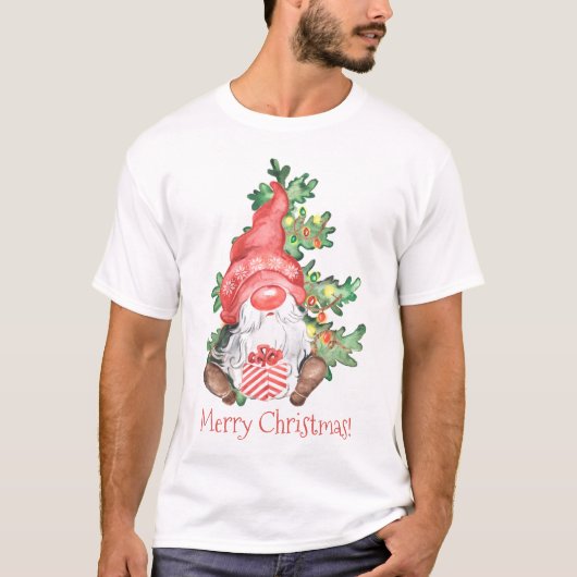 Scandinavian Merry Kerstmis Gnome Fun T-shirt (Voorkant)