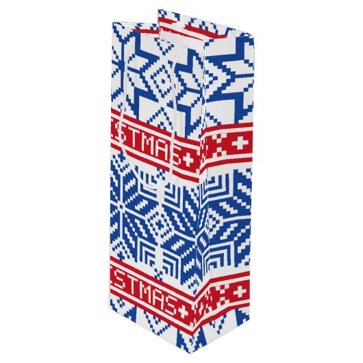 Scandinavian Merry Kerstmis Wijn Cadeautas (Voorkant Gekanteld)