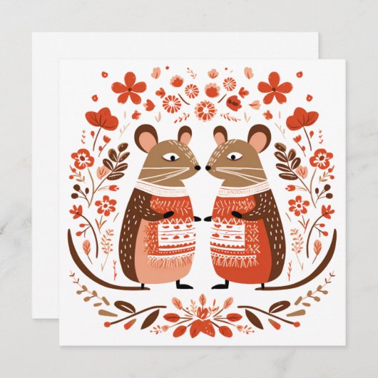 Scandinavian Mice Knaagdier Valentijnse Feestdagenkaart (Voorkant / Achterkant)
