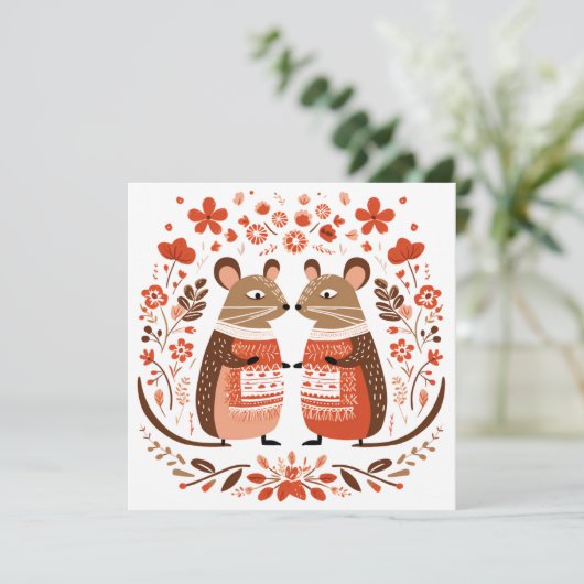 Scandinavian Mice Knaagdier Valentijnse Feestdagenkaart (Staand voorkant)