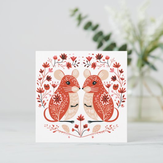 Scandinavian Mice Knaagdier Valentijnse Feestdagenkaart (Staand voorkant)