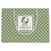 Scandinavian Minimal Christmas Gift Bag Sage Beige Groot Cadeauzakje (Voorkant)