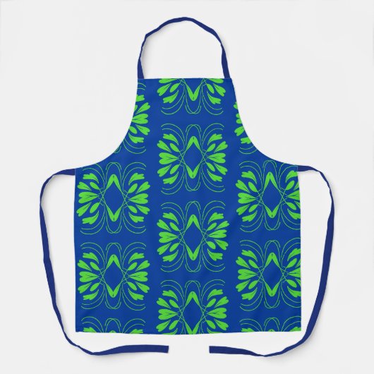 Scandinavian Mod Blue All over Print Apron Schort (Voorkant)