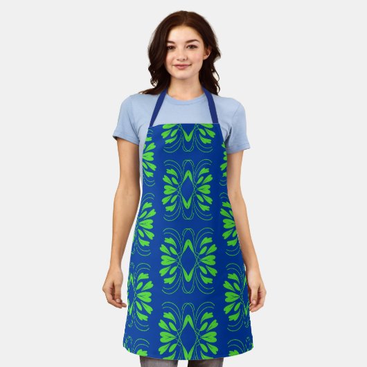 Scandinavian Mod Blue All over Print Apron Schort (Gedragen)