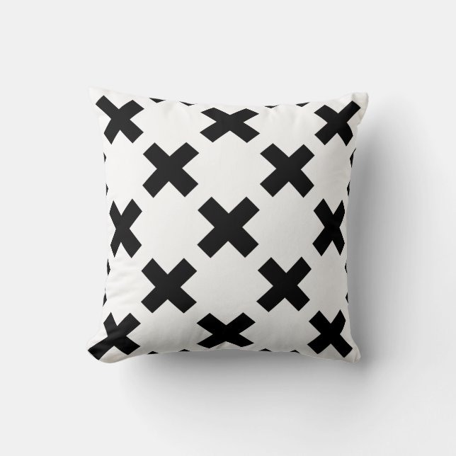 Scandinavian Modern Style Thick Black Plus Signs Kussen (Voorkant)