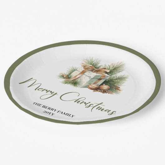 Scandinavian Neutral Christmas Personalized Dinner Papieren Bordje (Gekanteld)