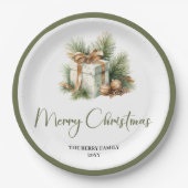 Scandinavian Neutral Christmas Personalized Dinner Papieren Bordje (Voorkant)