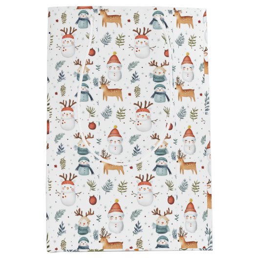 Scandinavian Nordic Christmas Gift Bag Medium Cadeauzakje (Voorkant)