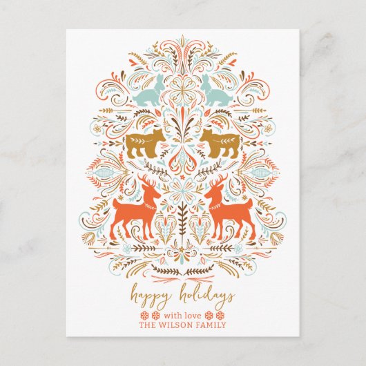 Scandinavian Nordic Folk art Fable Christmas Feestdagenkaart (Voorkant)