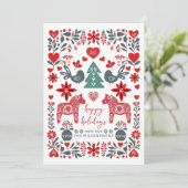 Scandinavian Nordic Folk art Fable Christmas Feestdagenkaart (Staand voorkant)