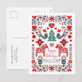 Scandinavian Nordic Folk art Fable Christmas Feestdagenkaart (Voorkant / Achterkant)