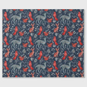 Scandinavian Nordic Folk Woodland Animals Winter Cadeaupapier (Vlak)