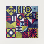 Scandinavian or retro style graphic pattern. Hand- Wandkleed (Voorkant (horizontaal))