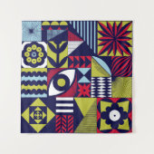 Scandinavian or retro style graphic pattern. Hand- Wandkleed (Voorkant)