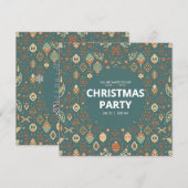 Scandinavian Ornament Christmas Party Invitation Kaart (Voorkant / Achterkant)