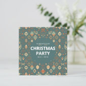 Scandinavian Ornament Christmas Party Invitation Kaart (Staand voorkant)