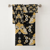 Scandinavian Owl Folk Art Bad Handdoek (Insitu)