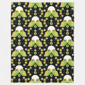 Scandinavian Owl Folk Art Fleece Deken (Voorkant)