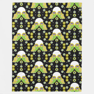 Scandinavian Owl Folk Art Fleece Deken