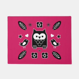 Scandinavian Owl Folk Art Gift Bath Mat