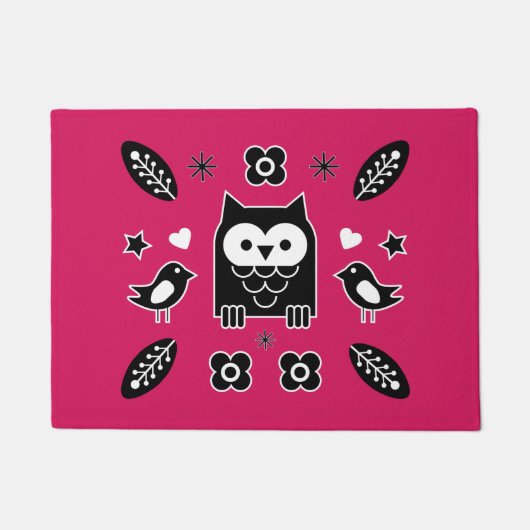 Scandinavian Owl Folk Art Gift Bath Mat (Voorkant)