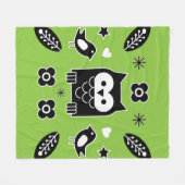 Scandinavian Owl Folk Art Gift Fleece Deken (Voorkant (Horizontaal))