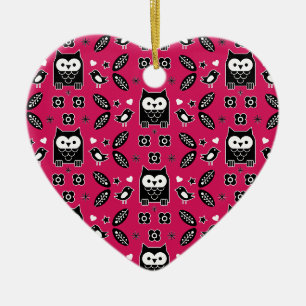 Scandinavian Owl Folk Art Gift Keramisch Ornament