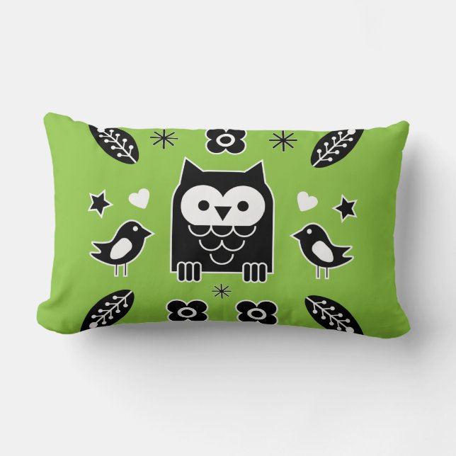 Scandinavian Owl Folk Art Gift Kussen (Voorkant)