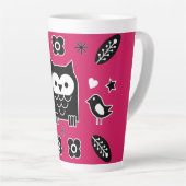 Scandinavian Owl Folk Art Gift Latte Mok (Rechterhoek)