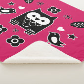 Scandinavian Owl Folk Art Gift Sherpa Deken (3/4)