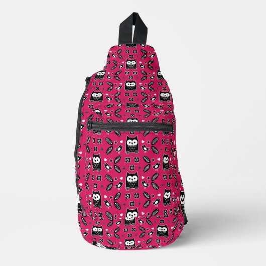 Scandinavian Owl Folk Art Gift Sling Bag (Voorkant)