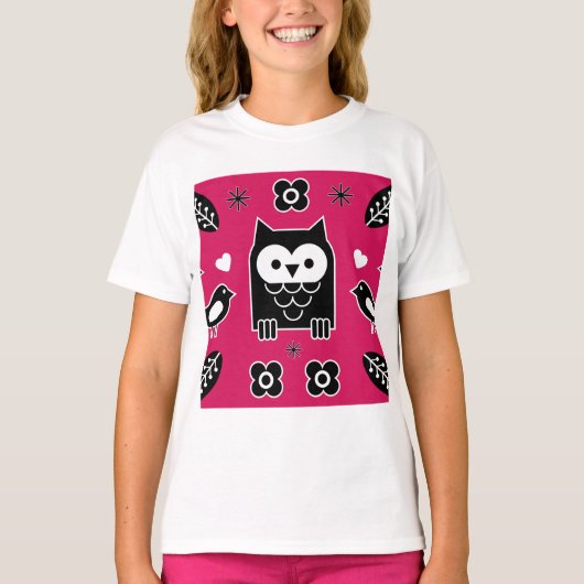 Scandinavian Owl Folk Art Gift T-shirt (Voorkant)