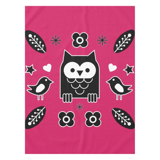 Scandinavian Owl Folk Art Gift Tafelkleed (Voorkant)