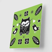 Scandinavian Owl Folk Art Gift Vierkante Klok (Hoek)