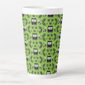 Scandinavian Owl Folk Art Latte Mok (Voorkant)