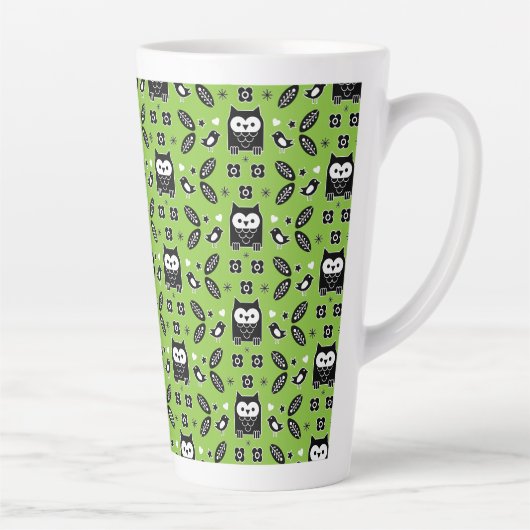 Scandinavian Owl Folk Art Latte Mok (Rechts)