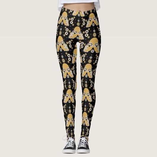 Scandinavian Owl Folk Art Leggings (Voorkant)